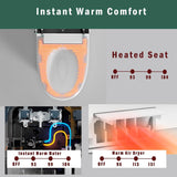 Smart Tankless Toilet with Built-In Bidet, Heated Seat, Auto Open and Close, Warm Water, Air Dryer, ADA Comfort Height, Foot Sensor, LED Display