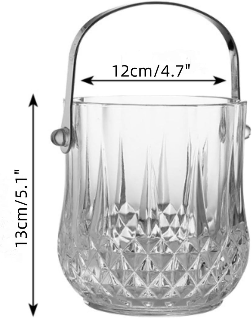 Bucket with Handle & Tongs Wine Chiller & Party Beverage Tub, Clear Acrylic Food Grade Ice Bucket, 37oziterStorage Tub - Set of 2