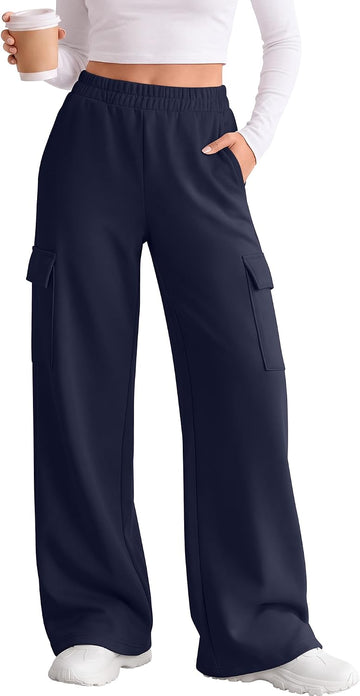 Girls' Uniform Pants Wide Leg Cargo Sweatpants