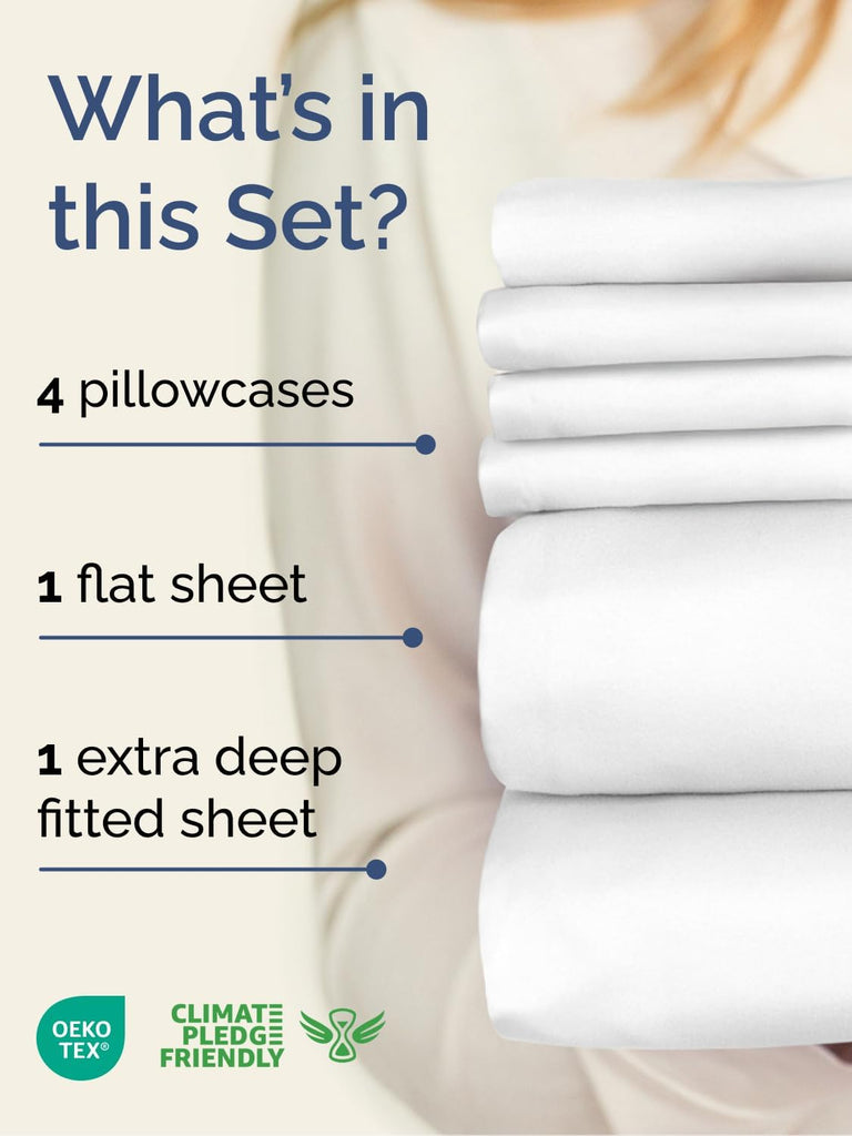 Extra Deep King Sheet Set - 6 Piece Breathable and Cooling Sheets - Hotel Luxury Bedding for Women, Men, Kids & Teens