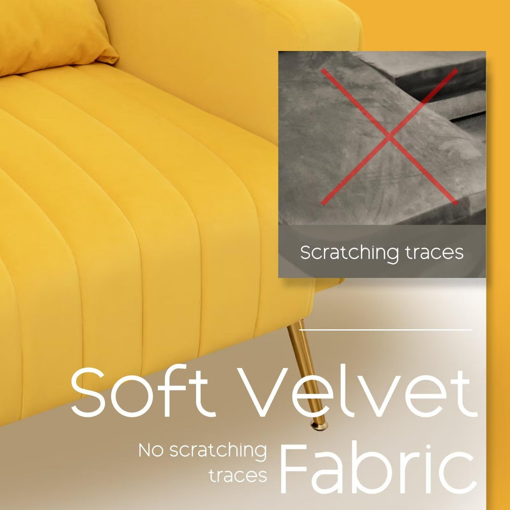 Accent Chair High Back Arm Chair, Upholstered Wingback Armchair with Golden Legs Lumbar Pillow, Single Sofa Reading