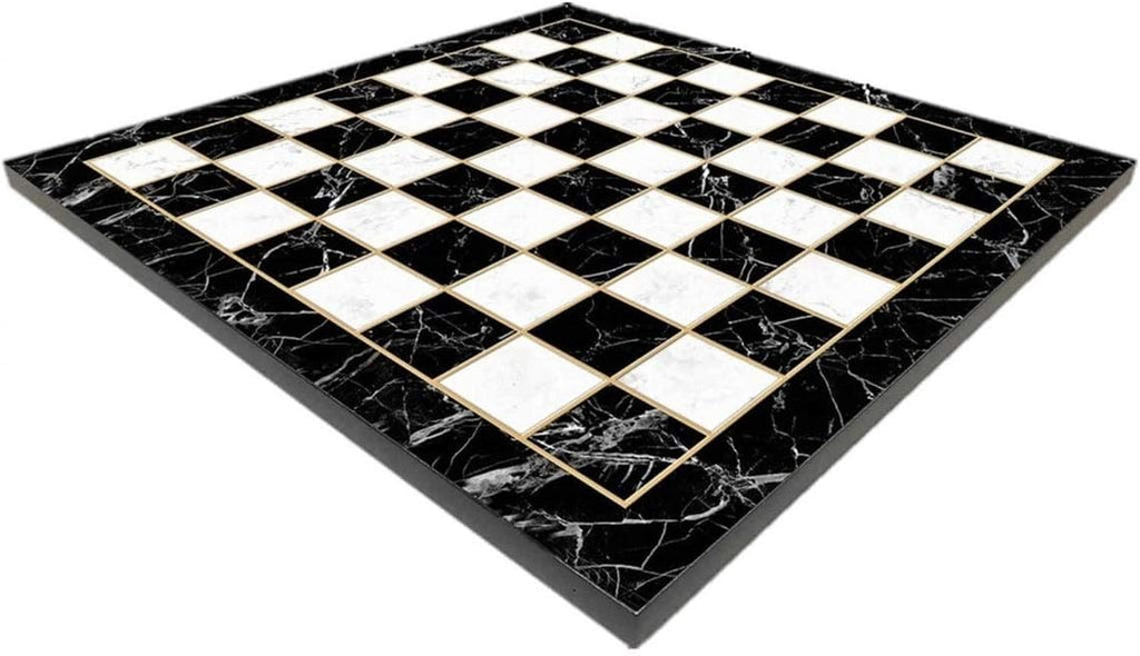 Metal Chess Set for Adults Greek Zeus Antique Copper Figures,Handmade Pieces and Marble Design Wooden Chess Board