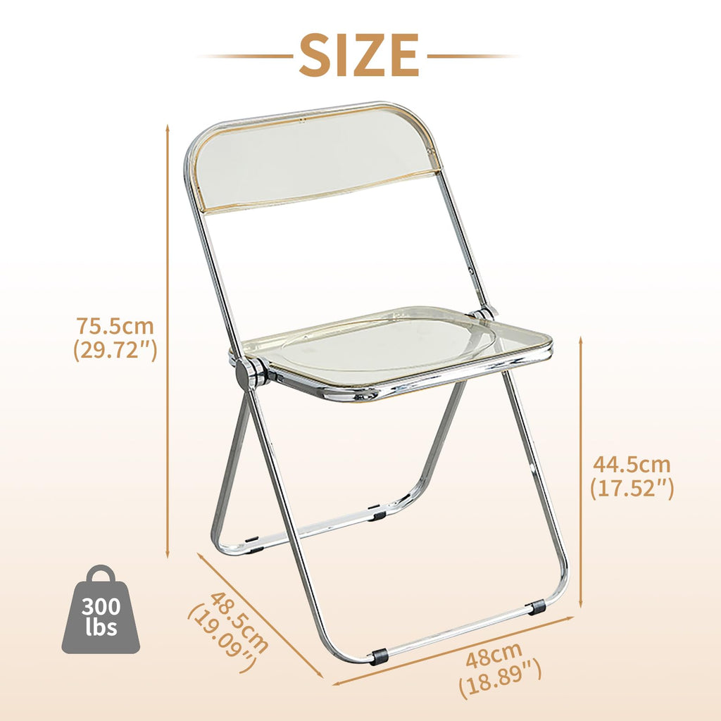 Luxury Modern Acrylic Folding Chair Transparent Chairs-Ghost Stackable Crystal Folding Chair-PC Plastic Living Room
