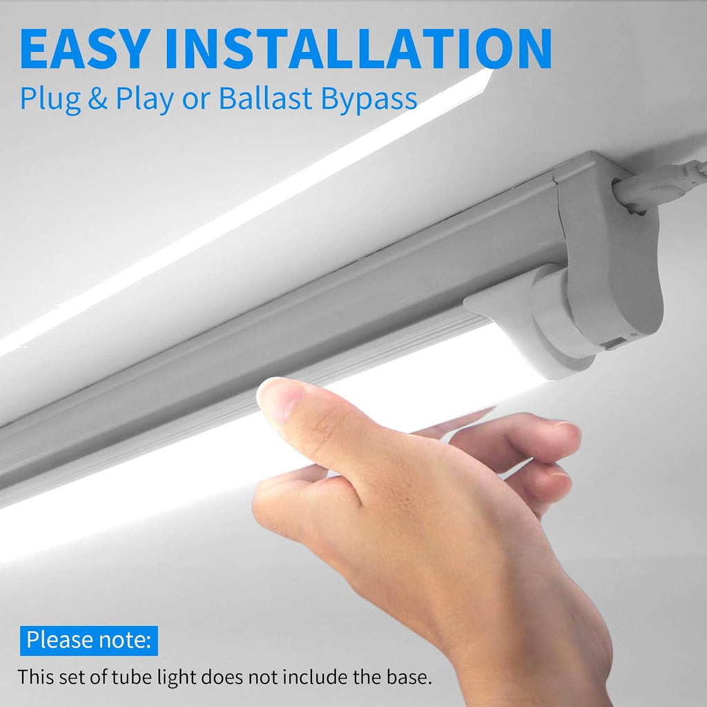 D-Shaped 4FT T8 LED Tube Light 40W 5200LM 6000K, Type A+B 12Pack