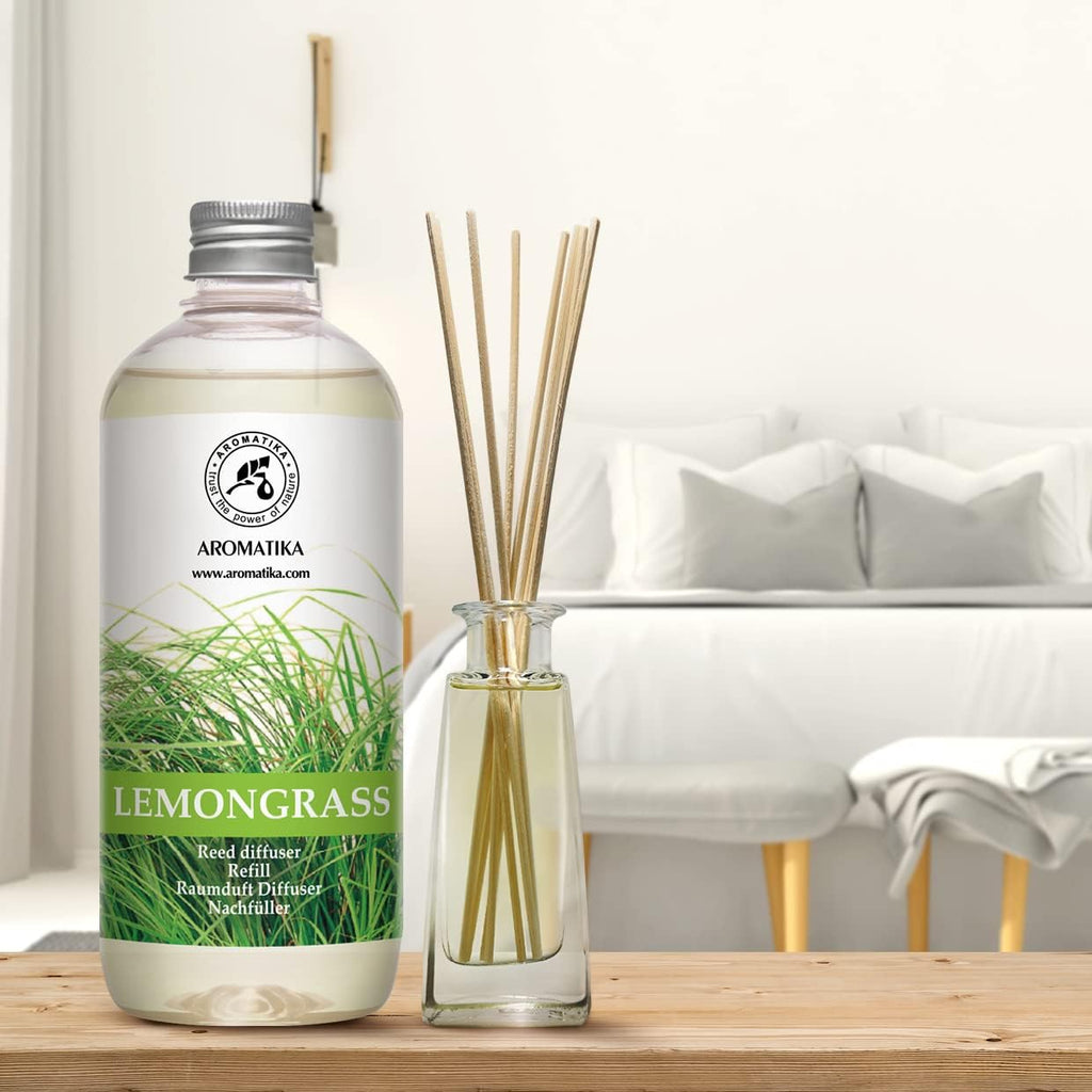 Lemongrass Reed Diffuser Refill, Natural Essential Lemongrass Oil 17 Fl Oz - Fresh & Long Lasting Fragrance - Reed - Set of 169