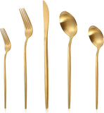Matte Gold Silverware Set for 8, Stainless Steel Flatware Cutlery Set