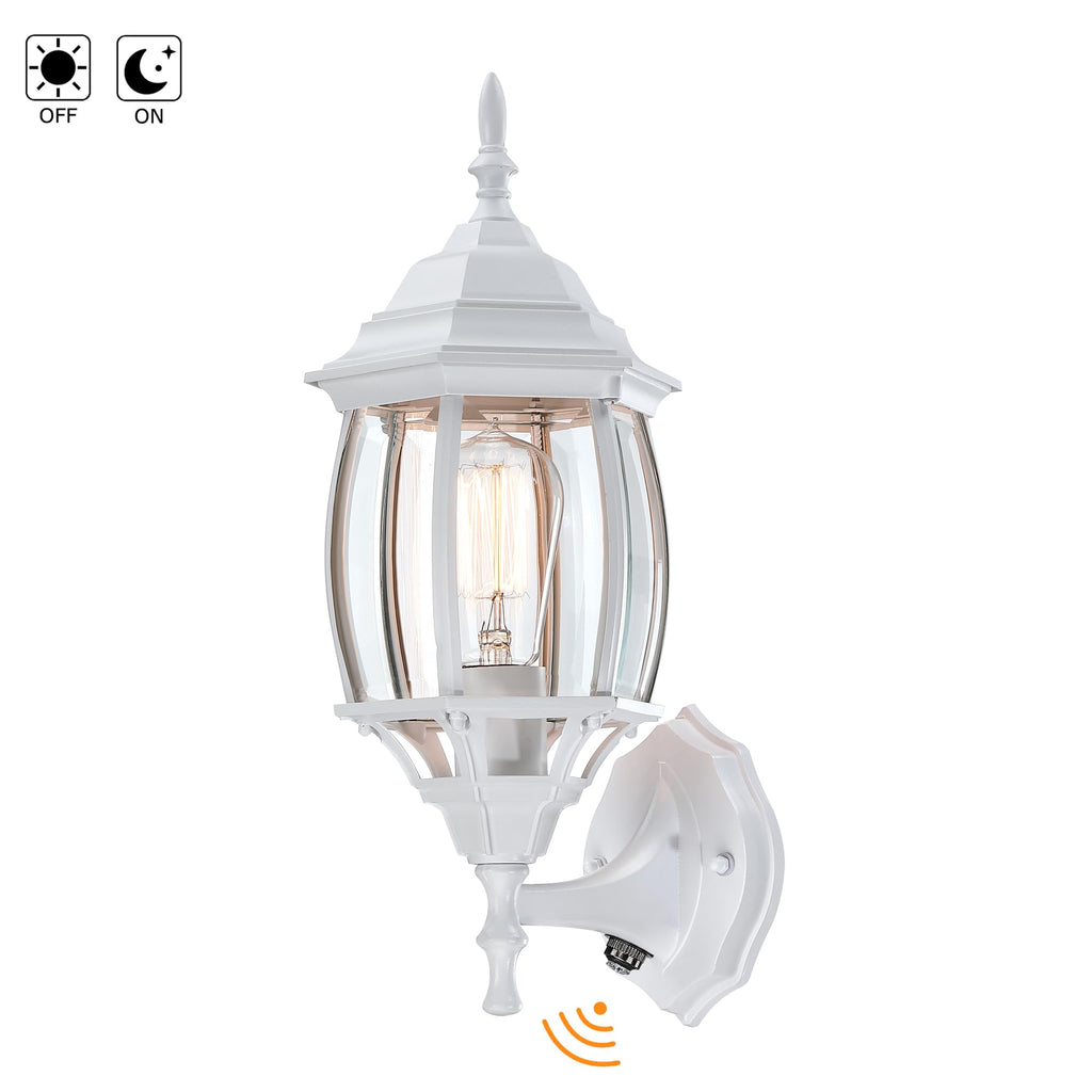 16.8 Inch White Outdoor Wall Lights Dusk to Dawn, Outside Wall Sconce White Dusk to Dawn Sensor Outdoor Light for