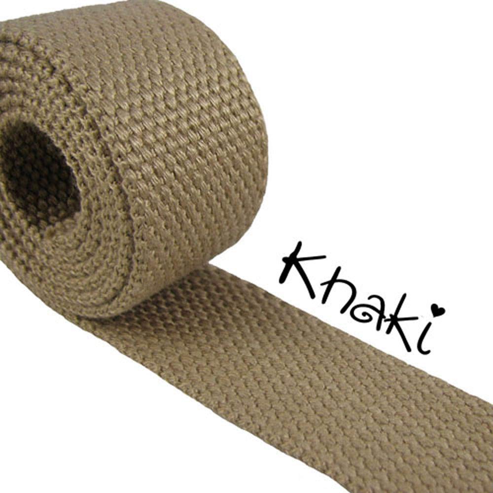 Khaki - Heavy Canvas Webbing Roll 1.25" for Key Fobs, Purse Straps, Belting (10 Yard Roll)