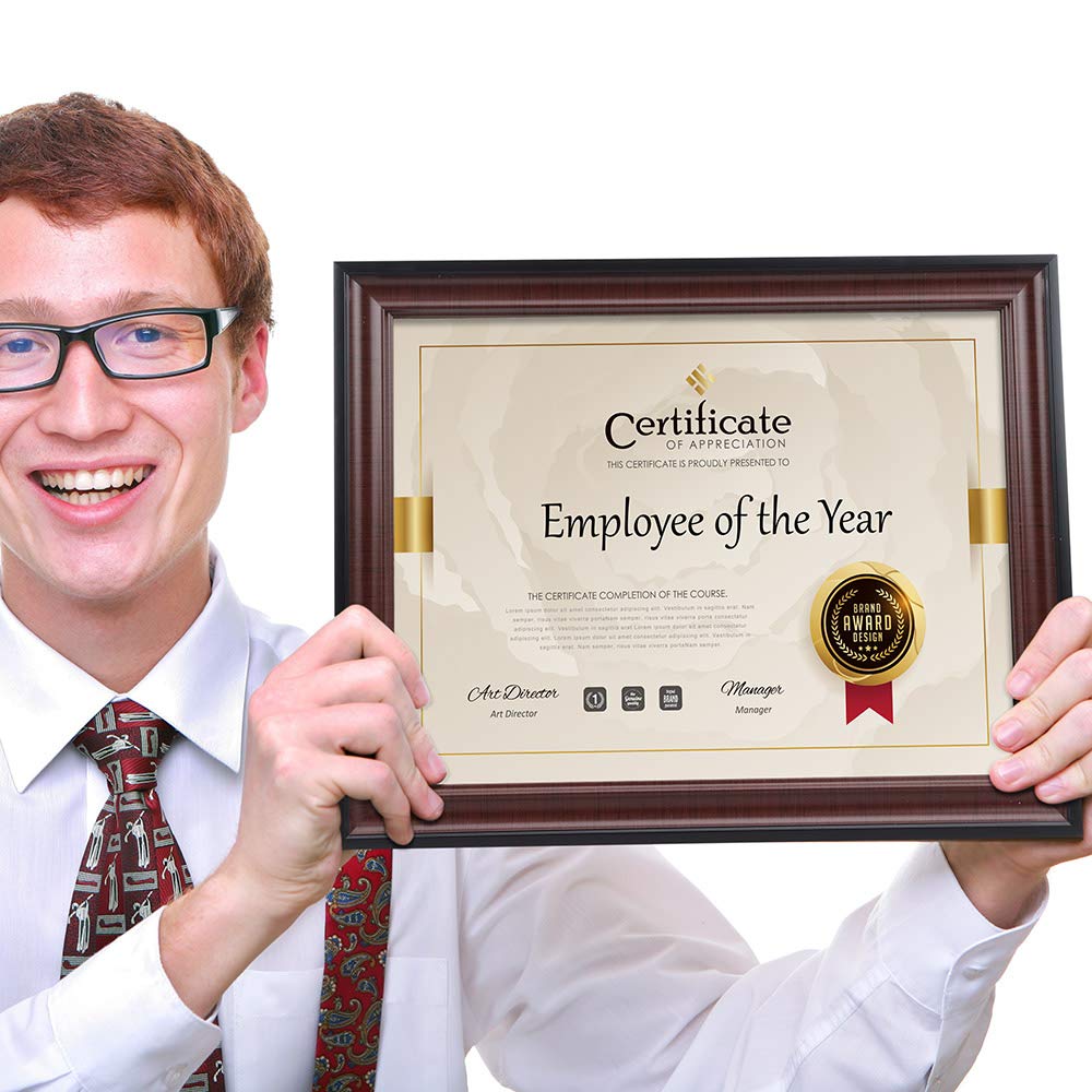8.5x11 Document frames, Real Glass Fronts, 4 Pack Certificate Frames for Wall Or Tabletop Display, Diploma Frames For