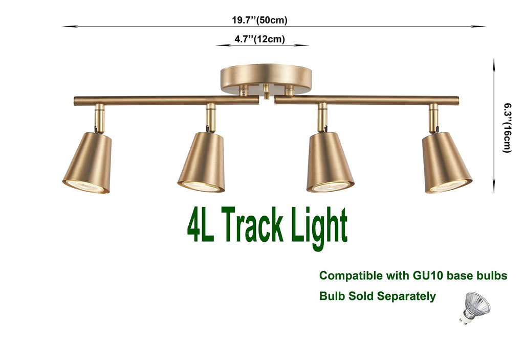 4 Light Track Lighting Kit, Matt Brass Finish Adjustable with Moden Flush Mount Ceiling Spotlight Improvement