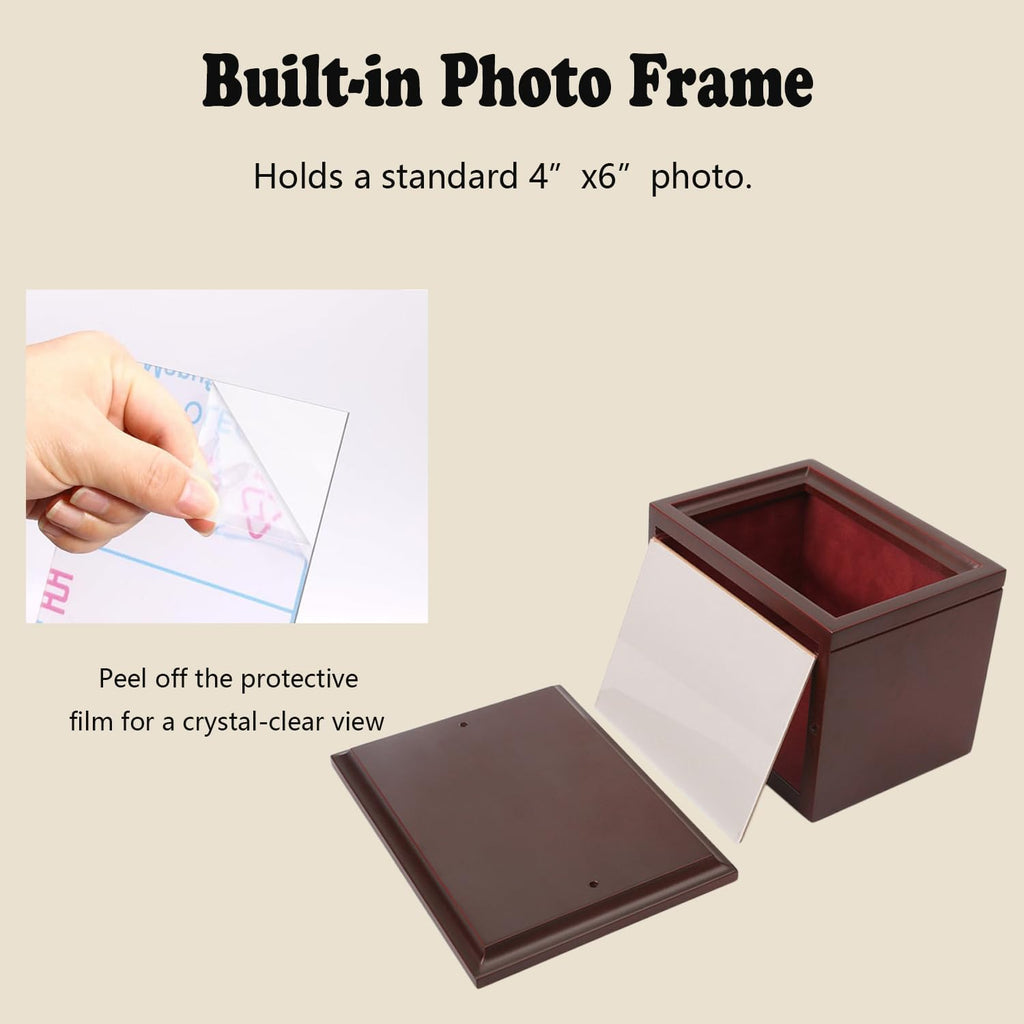 Wooden Pet Memorial Keepsake Urns for Small/Medium Dogs & Cats (Small), Photo Box Pet Cremation Urn, Cremation Urns