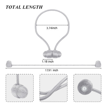 Gray Boho No Drill Magnetic Curtain Tiebacks Decor - 4PCS