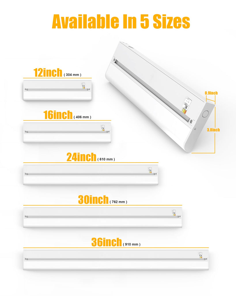 36'' Hardwired Under Cabinet Lighting, 3 Color Settings - 2700K/4000K/5000K