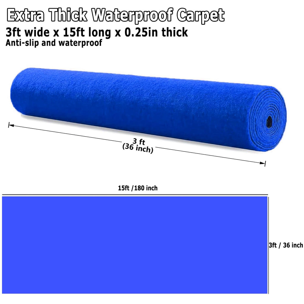 Extra Thick Blue Carpet Aisle Runner Rug for Party Wedding Ceremony Event Hallway (Blue