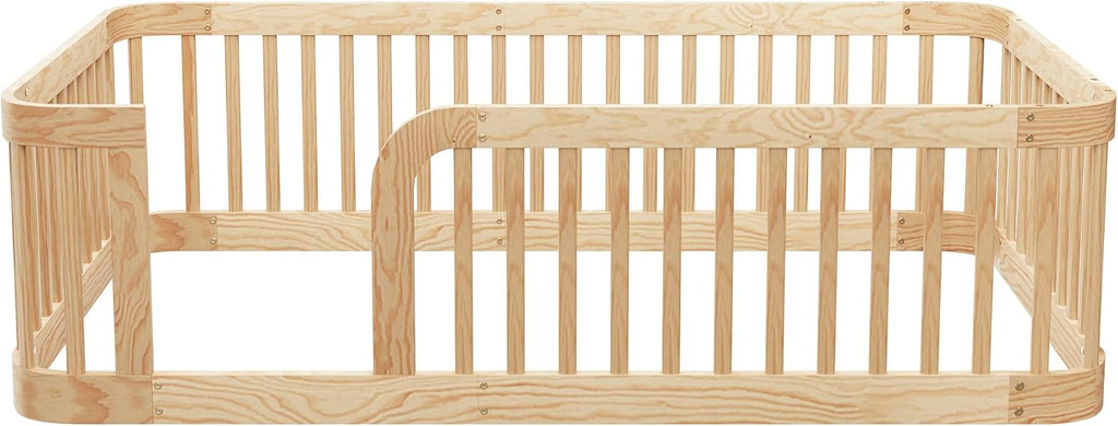 Floor Bed with High Fence & Entrance, Natural Floor Bed for Kids