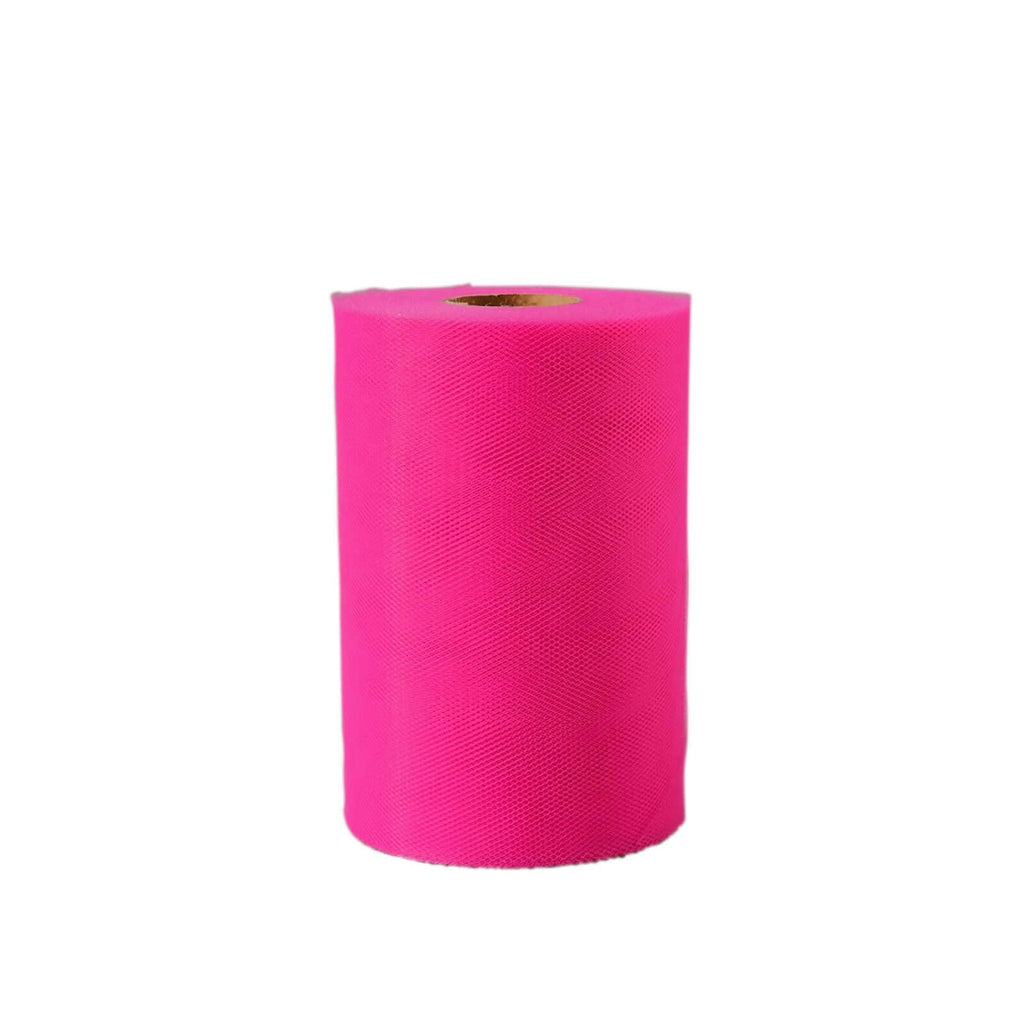 6" x100 Yards Fuchsia Tulle Fabric Bolt, Sheer Fabric Spool Roll for Crafts