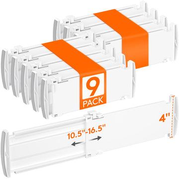 9 Pack 4" High Drawer Dividers, Adjustable Drawer Organizer Clothes