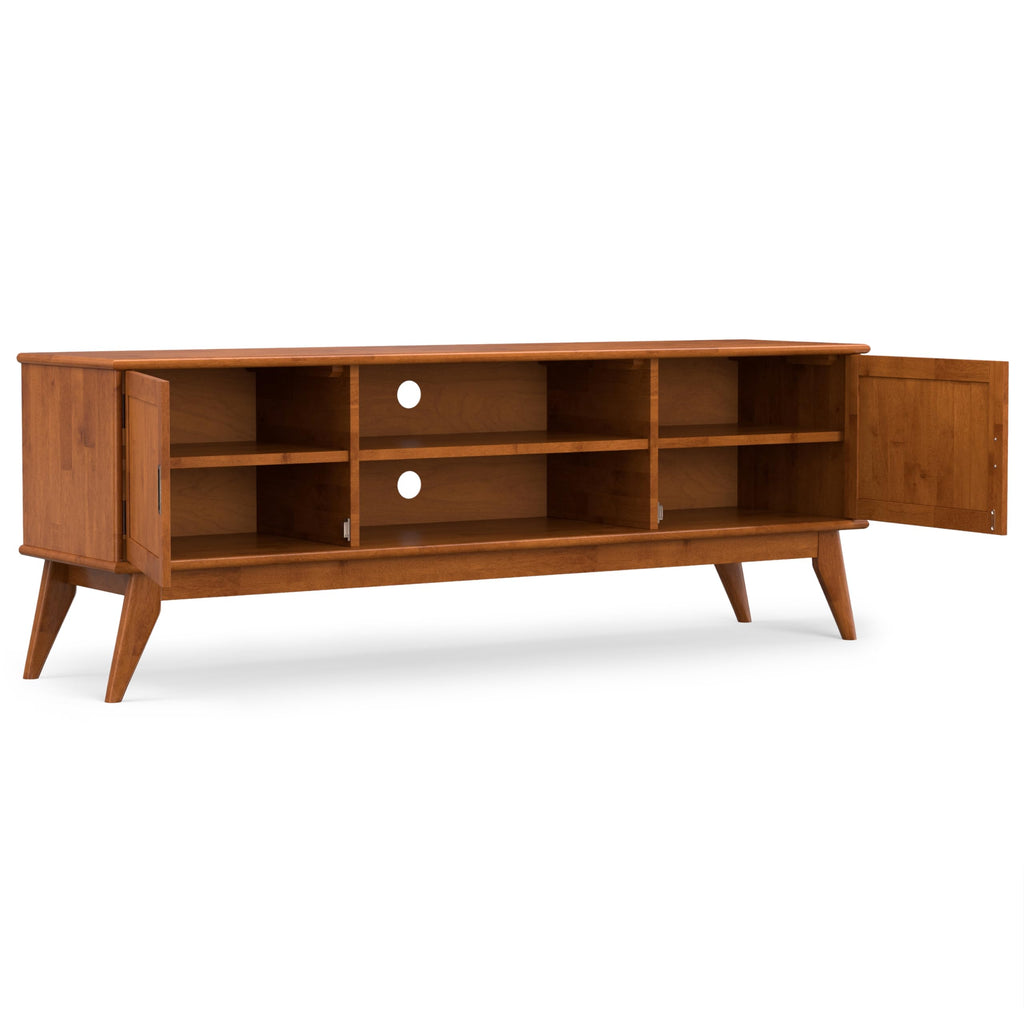 Draper 72" Wide Solid Wood TV Stand in Teak Brown