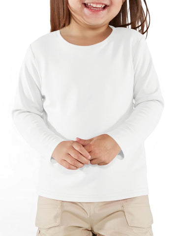 Toddler Baby Girls Long Sleeve T Shirt Little Kids Fall Crew Neck Tops Casual Tees - White