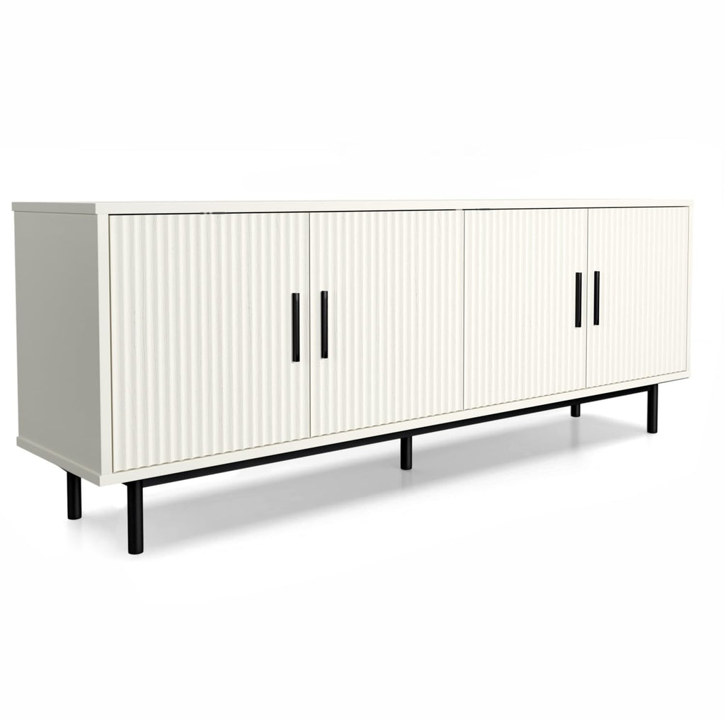 70" Fluted TV Stand for TVs up to 80 Inches, Entertainment Center with Storage, Adjustable Shelf, Modern TV Console
