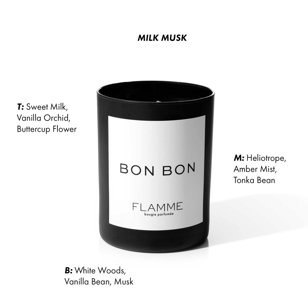 Bon Bon | Macaron & Milk Musk Scent | 10 oz | 60 Hour Burn Time | Luxury Candle with Colored Wax | All Natural Soy