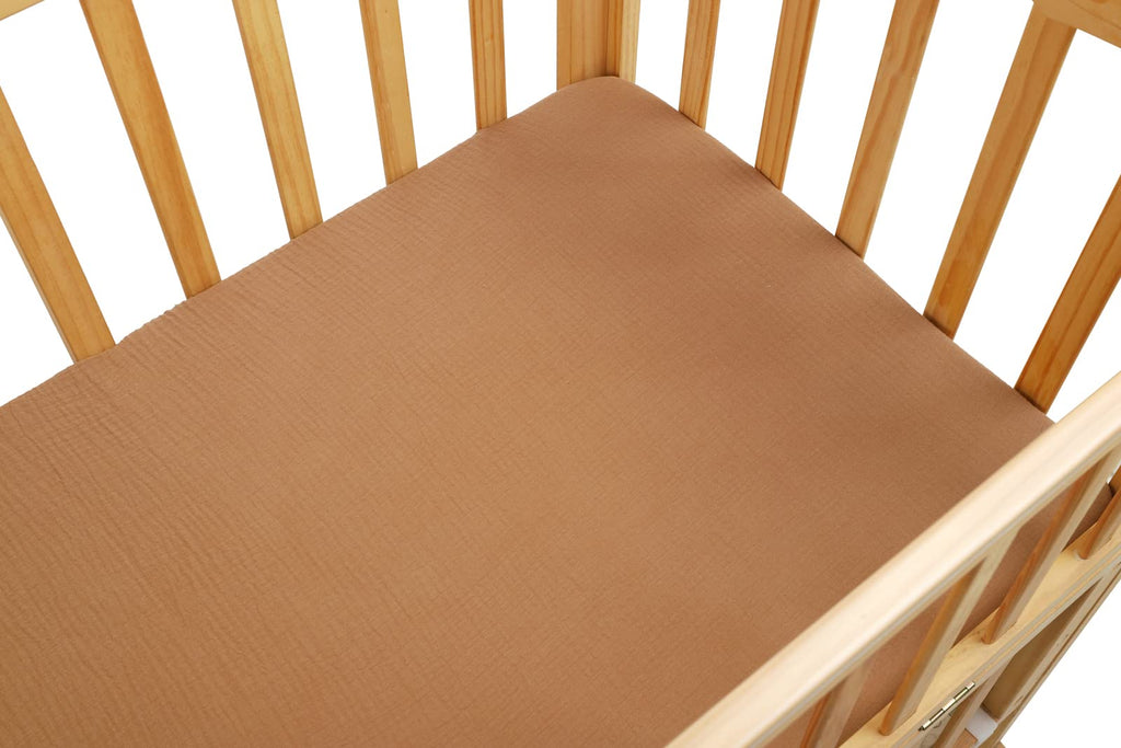 Muslin Crib Sheets 2 Pack, 52" x 28", Brown and Rainbow