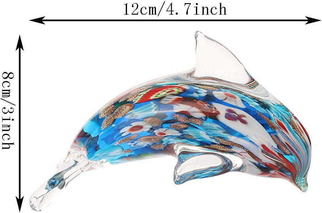 Glass Dolphin Figurine Blown Sea Animal Sculpture Statue Paperweight Gift Collectible Home Desk Decoration Ornaments