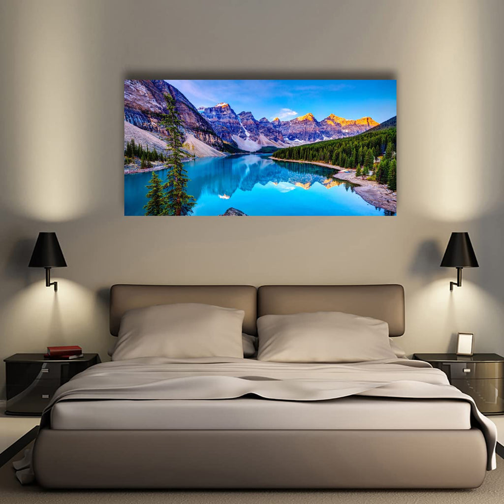 Wall Art Lake Mountain Landscape Picture Print Canvas Wall Art Modern Giclee Artwork Home Decor Stretched and Framed