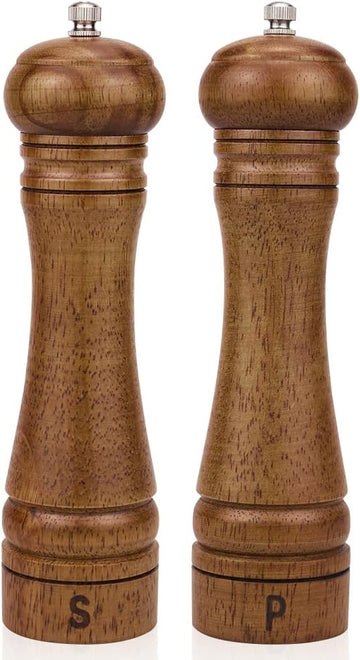 Wood Salt and Pepper Grinder Set Salt Mill Pepper Grinder Set 8 inches - Set of 2