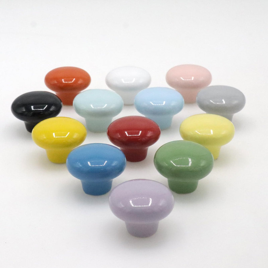 10-Pack Ceramic Cabinet Knobs Green 32mm Round Drawer Pull