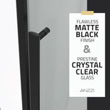 Frameless Sliding Shower Door 60 x 76 in Matte Black, 5/16 in Tempered Deco-Glass, Tsunami Guard Coating
