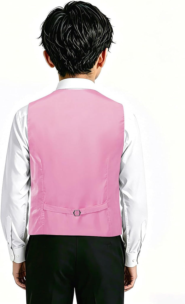 Boys Vest Solid Suit Vest for Boy 4 Buttons V Neck Formal Kids Vests Party