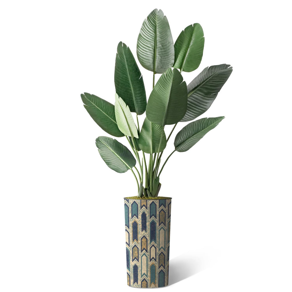 Artificial Tree in Modern Polygon Pattern Effect Planter, Fake Bird of Paradise Silk Tree for Indoor and Outdoor Home