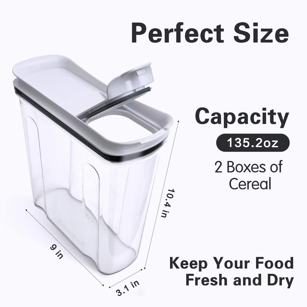 Cereal Containers Storage Set, Airtight Food Storage Container with Lid 4L/135.2oz, 2PCS BPA-FREE Plastic Pantry