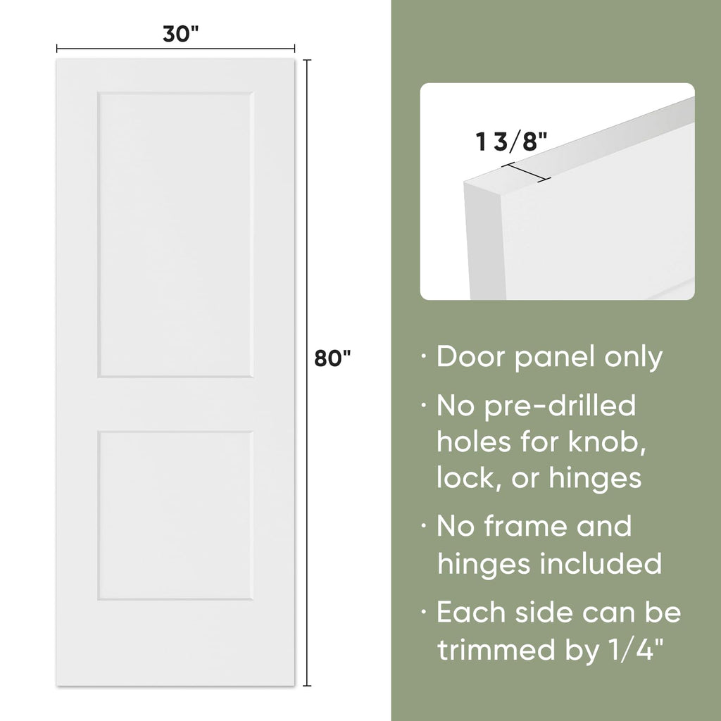 30x80 in 2-Panel White Primed Interior Door Panel