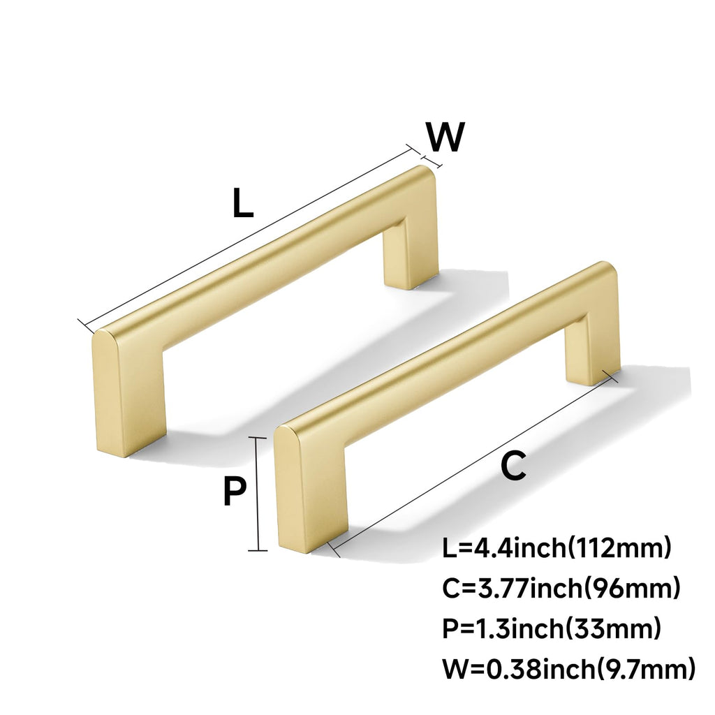 2 Pack 3-3/4 Inch Hole Center Brushed Gold Cabinet pulls Heavy Duty Solid Hardware s Dressing Tables cabinets and
