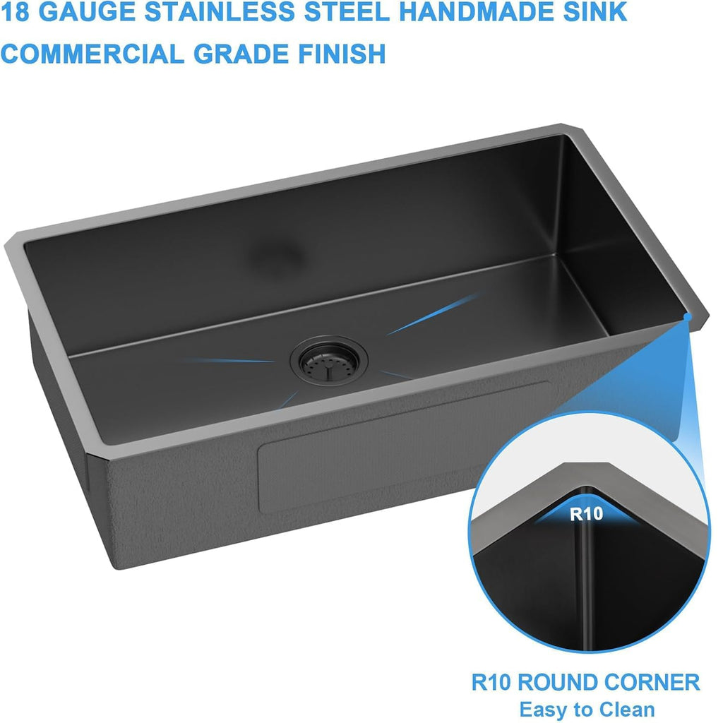 30 Inch Gunmetal Black Undermount Kitchen Sink