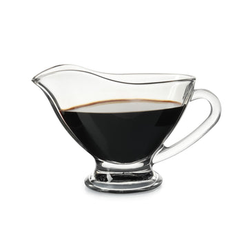 Glass Gravy Boat, 9 oz, 270 ml Large Gravy Serving Dish With Handle