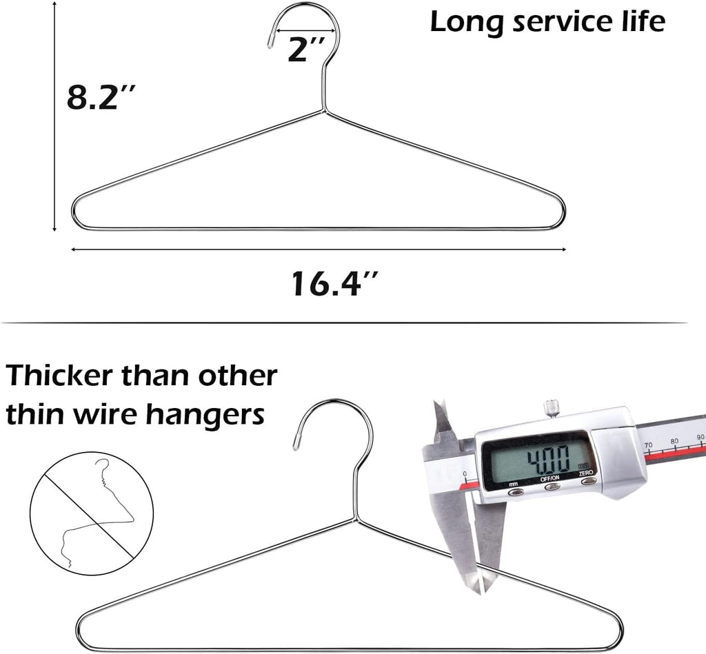 50 Pack Metal Hangers Coat Hangers Heavy Duty Stainless Steel Clothes Hanger for Closet Clothing Shirt Suit Pant 16.4