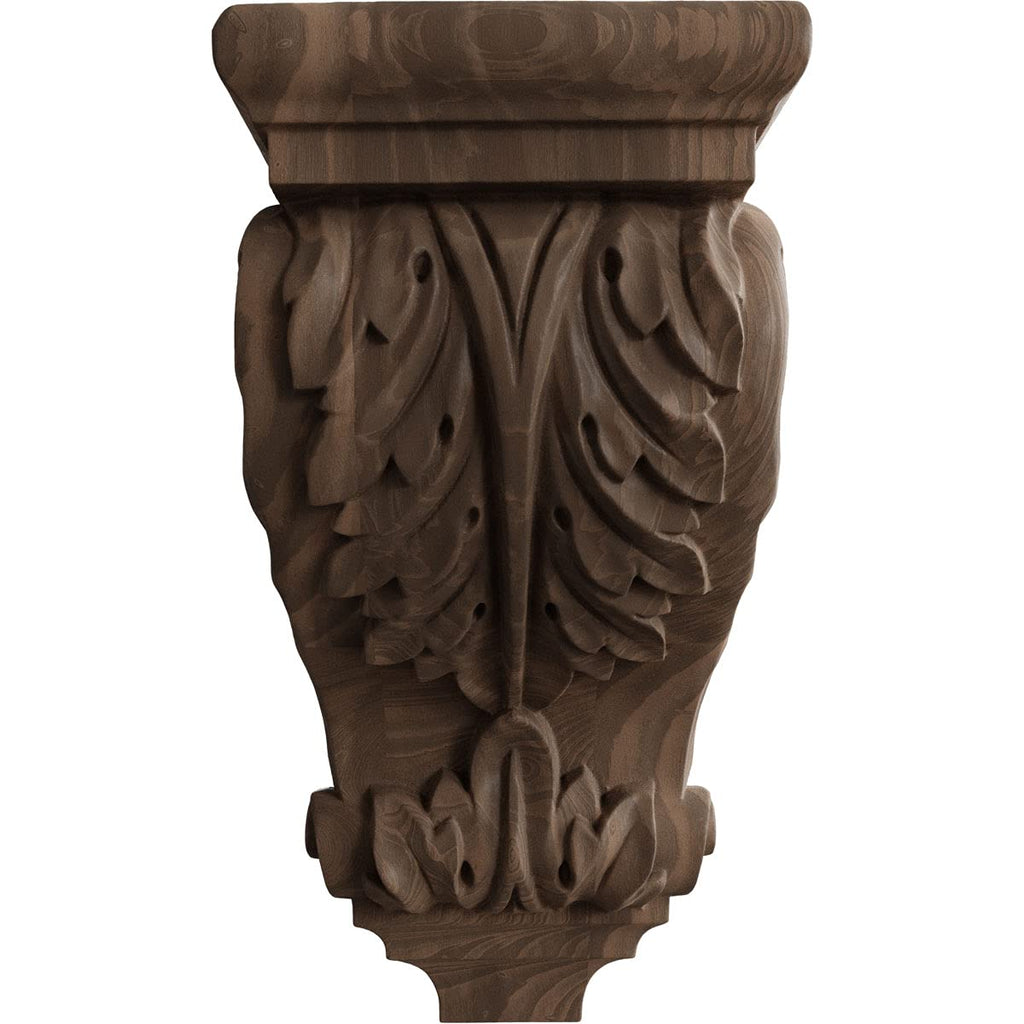 5"W x 5"D x 10"H Medium Acanthus Wood Corbel, Walnut
