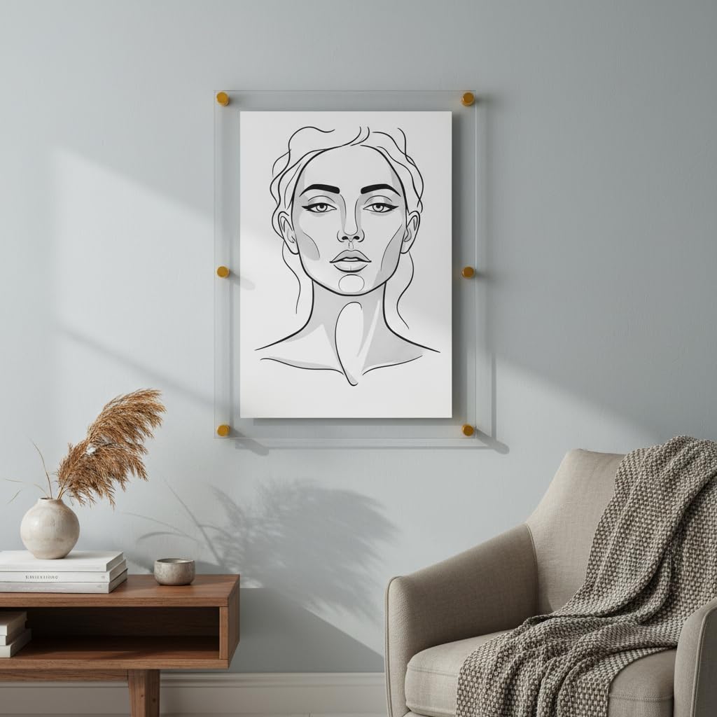 Acrylic Floating Double Panel Wall Frame, 30" x 40" Graphic Size, Overall Frame Size: 34" x 44", Gold