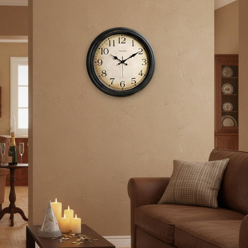 16 Inch Vintage Wall Clock Battery Operated Silent Bronze