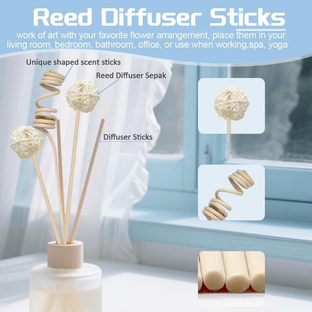 Reed Diffuser Sticks, Natural Rattan Hand Made Flower Reed Fragrance Diffuser Set, Reed Fragrance Diffuser - Set of 16