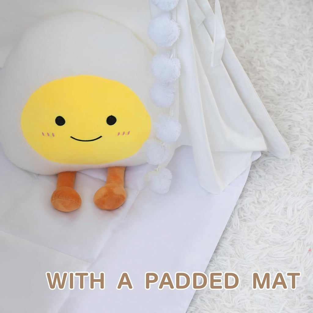 Teepee Tent for Kids with Padded Mat Cotton Canvas Kids Teepee with Pompom for Toddlers Indoor Play Tent for Girls