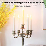 Gold Candle Holders,Metal Candelabra,5 Arms Wedding Event Candle Stand,Holiday Decorative Accessories Vintage Modern
