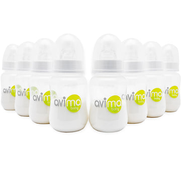 4 oz Anti Colic Baby Bottles w Slow Flow Nipples. 0-3M (Set of 8)