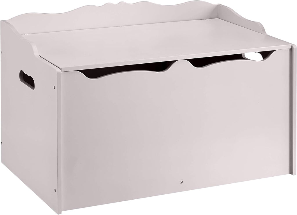 Kids Wooden Toy Storage Chest with Safety Lid, Spacious Organizer , Gray, 30" x 18" x 19"