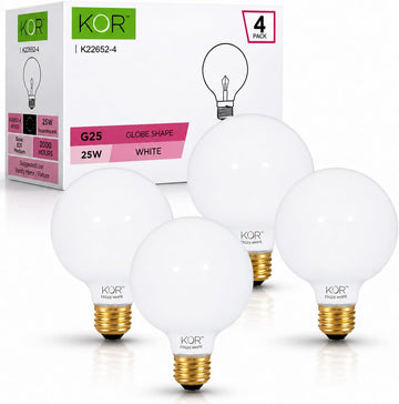 (4 Pack) G25 Incandescent Incandescent Light Bulb 2700K Soft Light, Decorative Globe Light Bulbs,E26 Medium Base