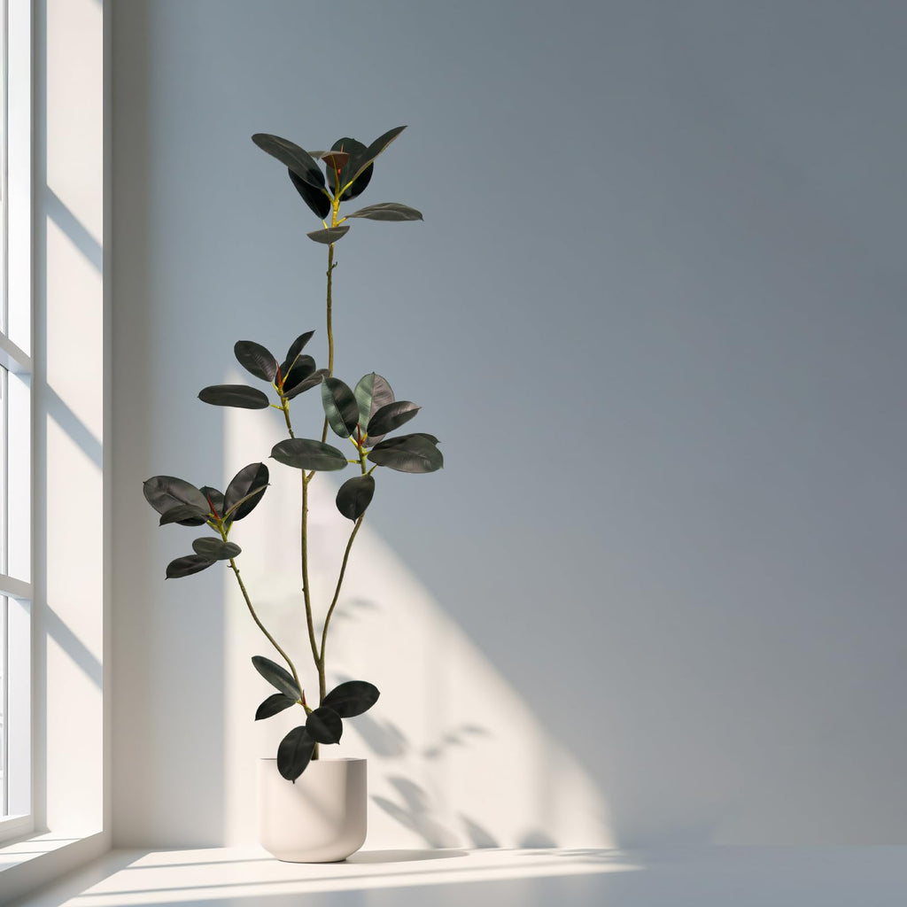 Artificial Rubber Tree 6ft Tall Indoor Plant