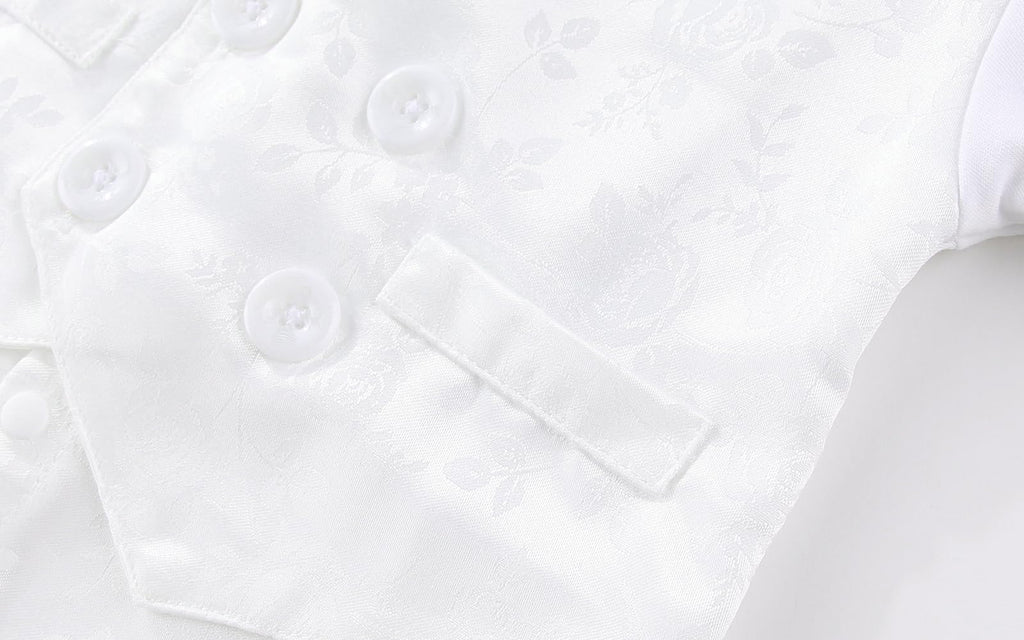 Baby Boy Baptism Outfit Long Sleeve Romper White